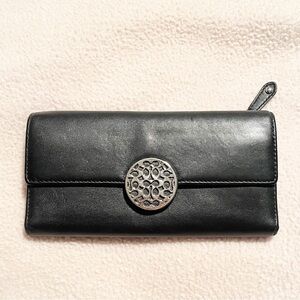 Coach Alexandra Womens Continental Wallet Black Leather Slim Envelope Y2K